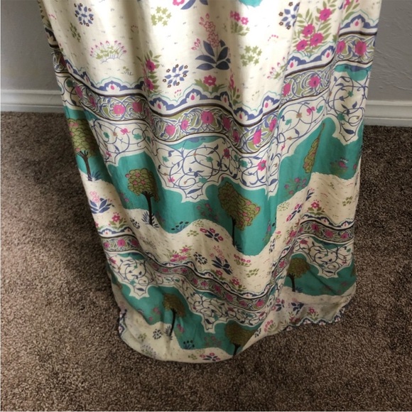 Anthropologie Maeve Silk Halter Dress 4 Purple Cream Green - Picture 4 of 8